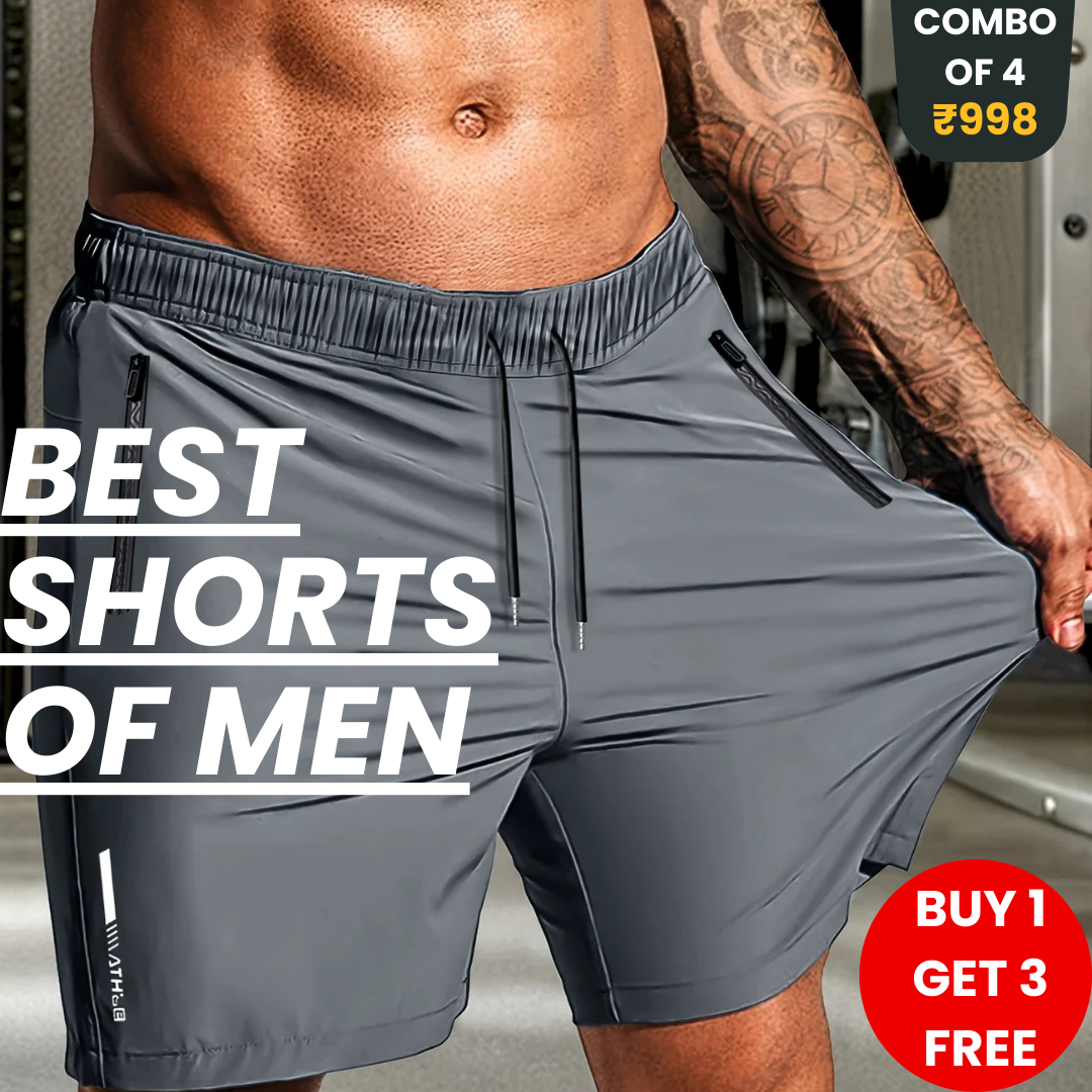 Combo of 4 Men's Stretchable Cotton Shorts for summers ☀️(₹249/piece)